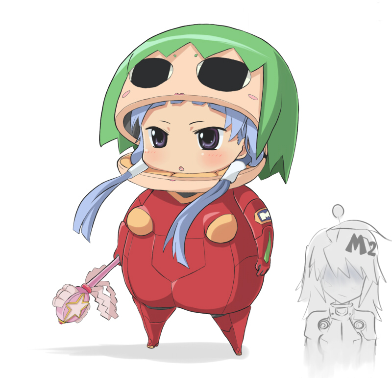 00s, 2girls, crossover, hair_tubes, kannagi, kemeko, kemeko_(kemeko_deluxe), kemeko_deluxe