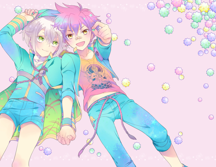 10s, 2boys, :d, aizen_kunitoshi, bandaid, bandaid_on_face, bandaid_on_nose, candy