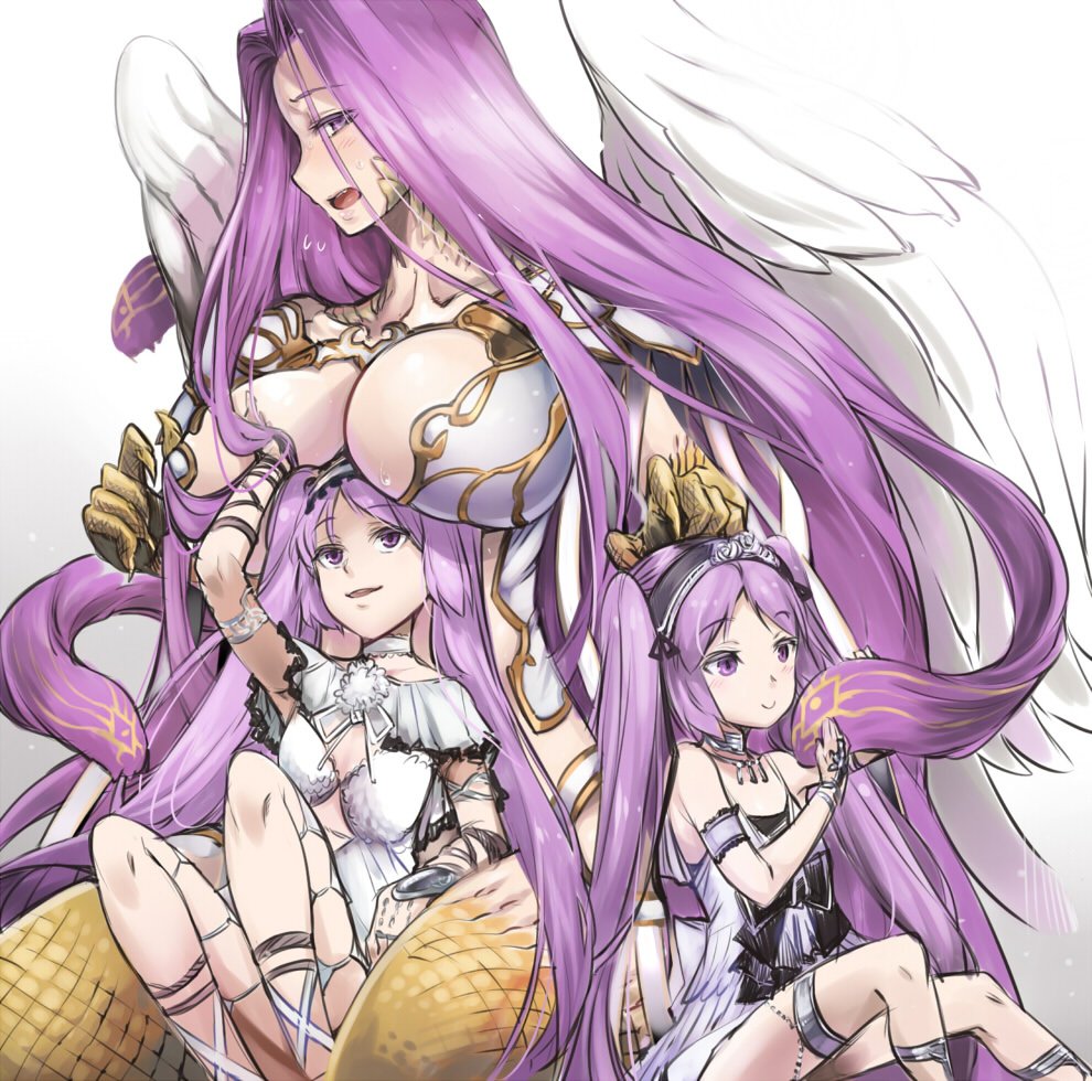 3girls, akinaie, armor, bare_shoulders, blush, breasts, bustier, choker