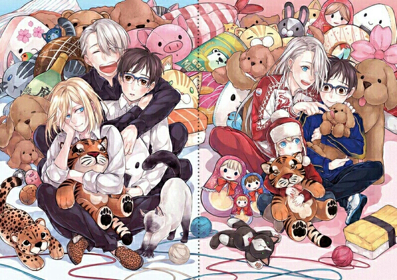 10s, 3boys, ^_^, aged_down, black_hair, blonde_hair, blue-framed_eyewear, blue_eyes