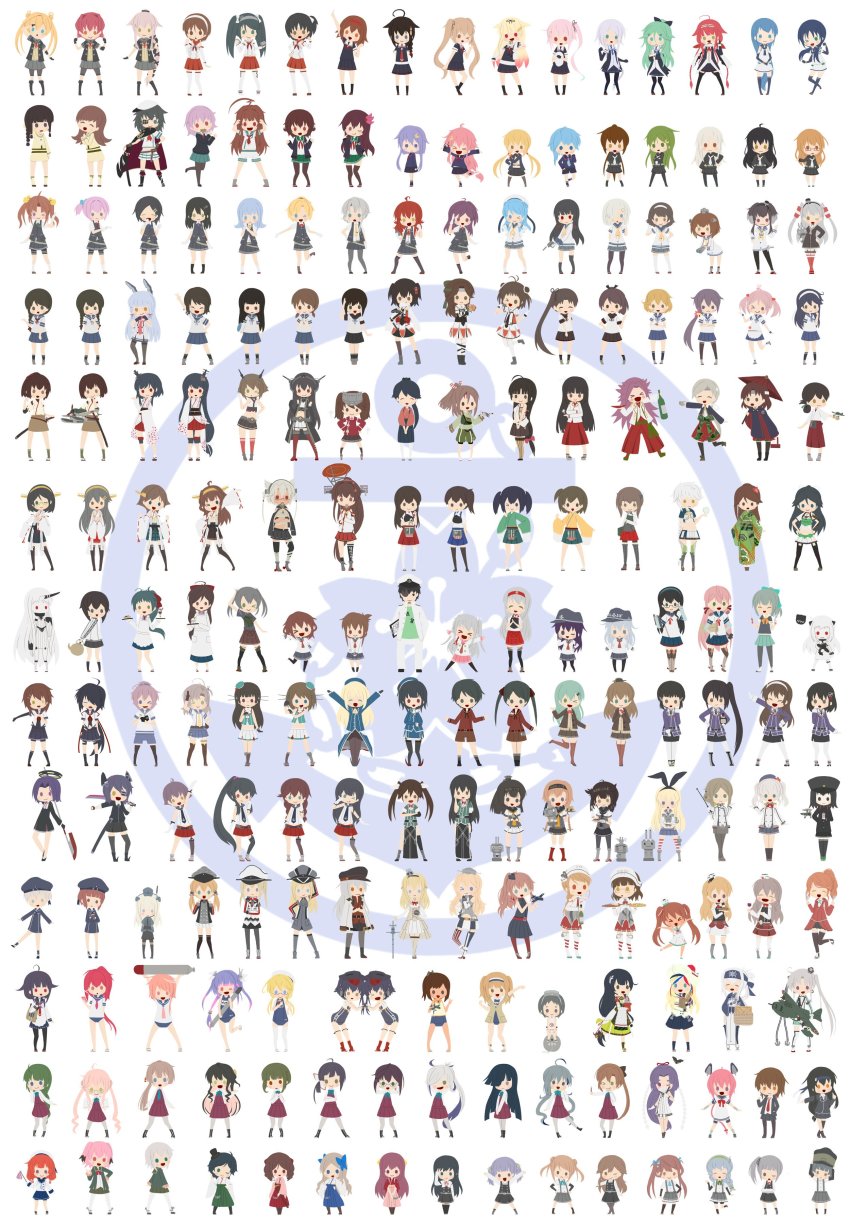 >_<, >_o, 10cm_twin_high-angle_gun_mount, 10s, 6+girls, :d, ;d, absurdres