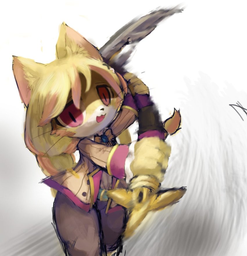 artist_request, cat, cat_busters, furry, highres, open_mouth, red_eyes, wraith_(cat_busters)