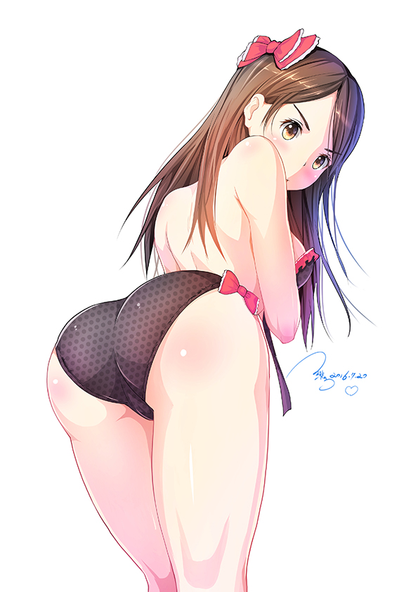 1girl, 2016, ass, back, bare_arms, bare_back, bare_legs, bare_shoulders