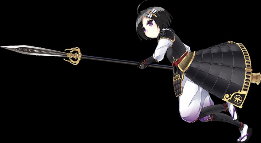 1girl, ahoge, armor, black_hair, bug, dragonfly, female_focus, full_body