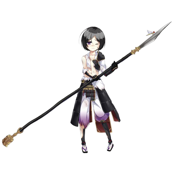 1girl, armor, black_hair, broken, broken_armor, broken_spear, broken_weapon, bug