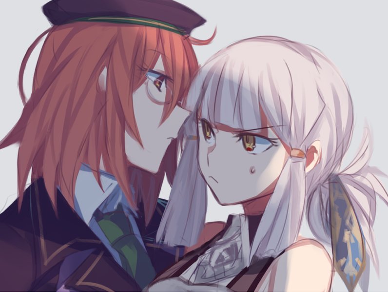 2girls, ahoge, aoki_shizumi, bad_id, bad_twitter_id, beret, berserker_of_el_dorado, fate/grand_order