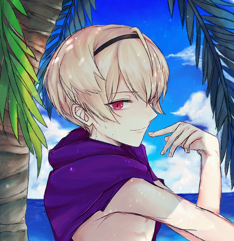 1boy, asanokoc, bad_id, bad_twitter_id, beach, blonde_hair, day, fire_emblem