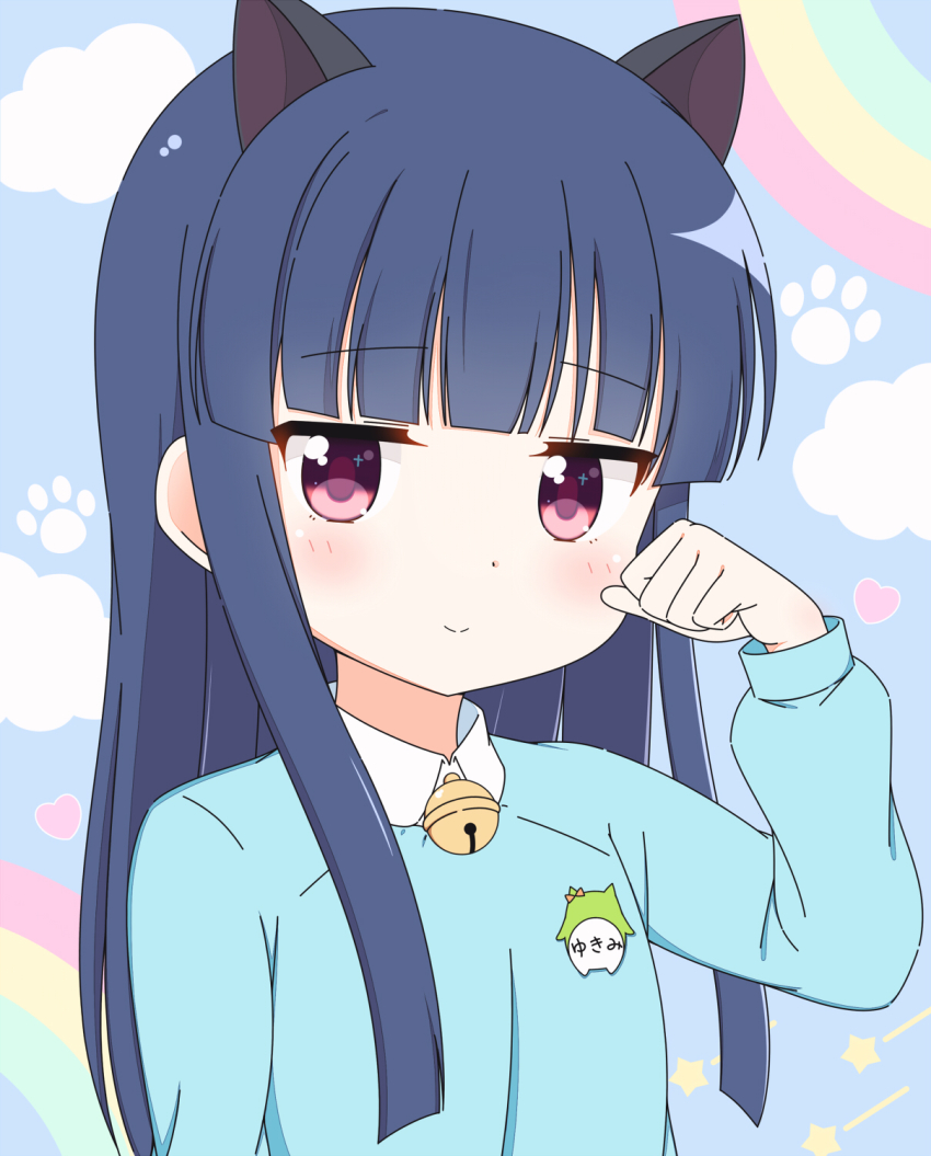 10s, 1girl, animal_ears, bad_id, bad_pixiv_id, bell, black_hair, blush
