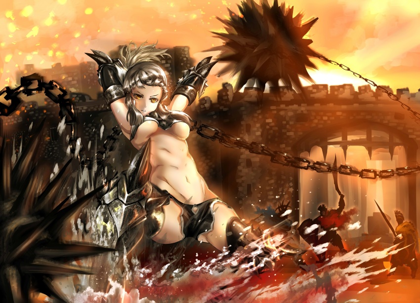 1girl, absurdres, armor, armored_boots, berserker_of_el_dorado, blunt_bangs, boots, breastplate