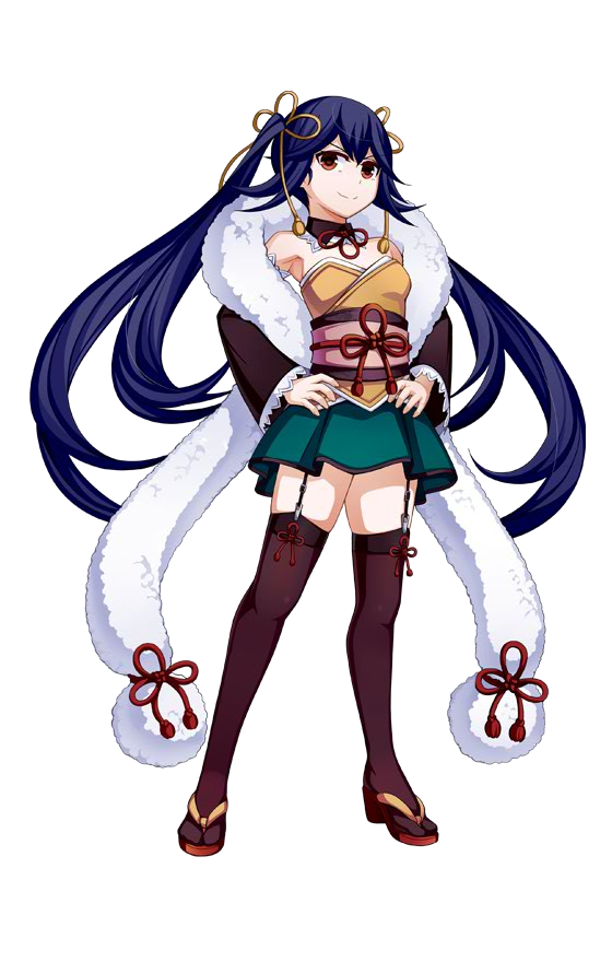 >:), 1girl, artist_request, blue_hair, breasts, female_focus, full_body, hand_on_own_hip, inabayama_(oshiro_project), long_hair, looking_down, official_art, orange_eyes, oshiro_project:re, skirt, small_breasts, solo, thighhighs, transparent_background, twintails, v-shaped_eyebrows, very_long_hair