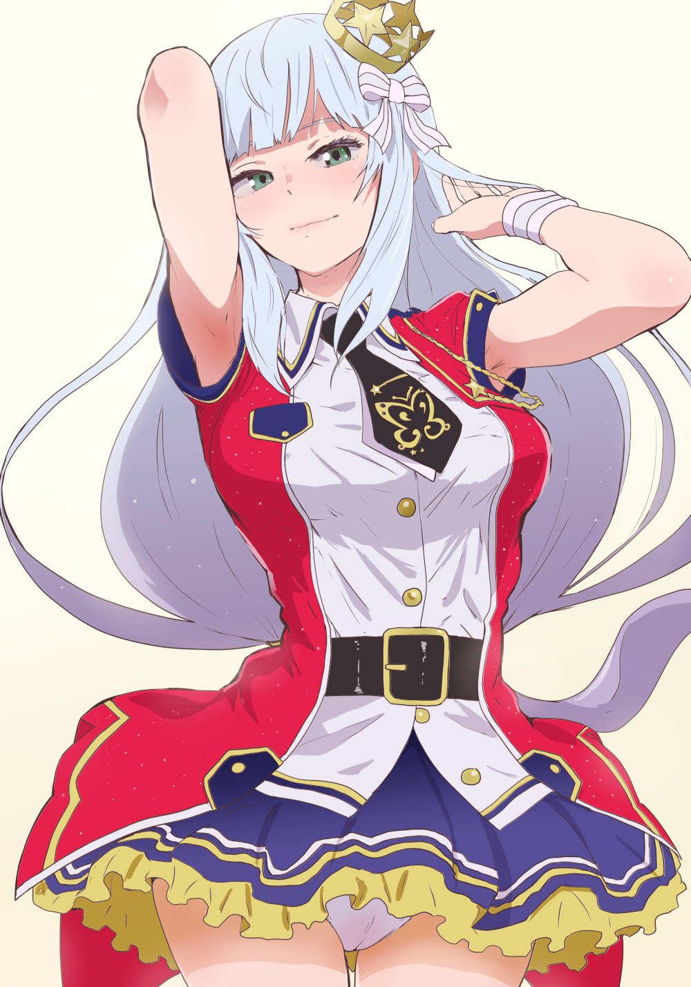 10s, 1girl, aqua_eyes, armpits, breasts, cowboy_shot, detached_sleeves, female_focus