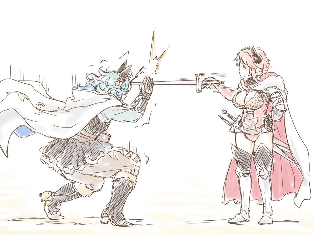 10s, animal_ears, blue_hair, draph, drunk_(granblue_fantasy), earrings, erune, granblue_fantasy