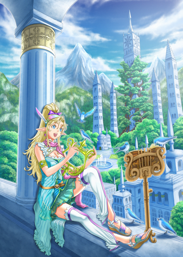 1girl, ash_(bgash0207), blonde_hair, blue_eyes, blush, breasts, cleavage, female_focus