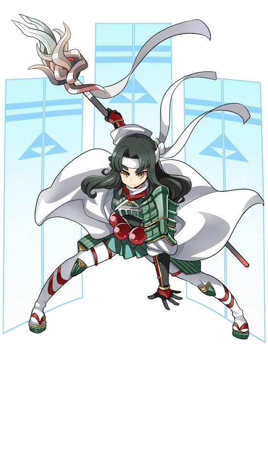 1girl, armor, artist_request, beads, female_focus, full_body, green_hair, hachimaki