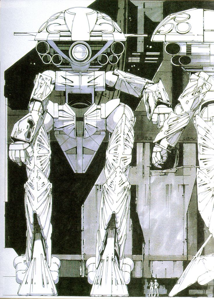 gundam, hangar, marker_(medium), mecha, monochrome, official_art, pilot, pilot_suit
