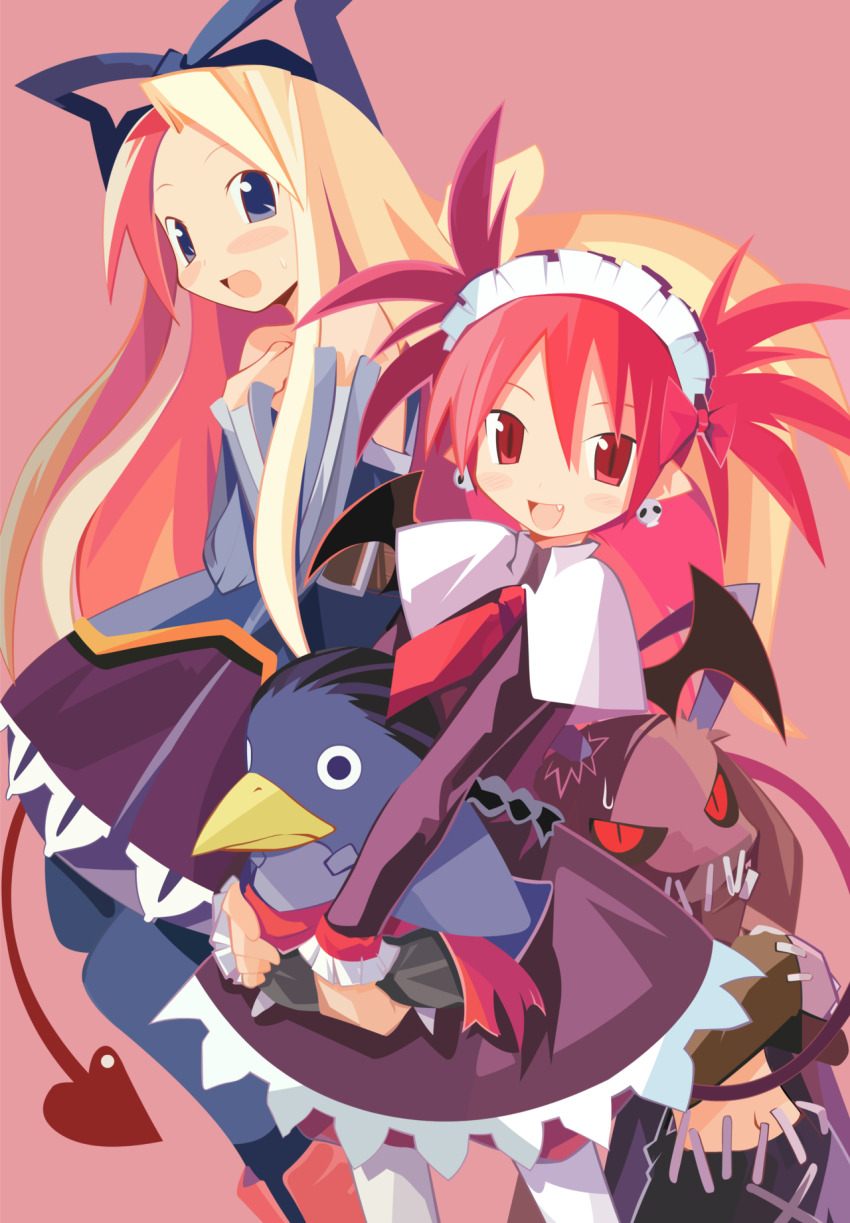 2girls, archer_(disgaea), archer_(disgaea)_(cosplay), bad_deviantart_id, bad_id, brawler_(disgaea), cosplay, derivative_work, disgaea, etna_(disgaea), flonne, halloween, highres, laharl, mage_(disgaea), makai_senki_disgaea_2, multiple_girls, pantyhose, prinny, skull_(disgaea), skull_(disgaea)_(cosplay), vector_trace, yamamoto_keiji