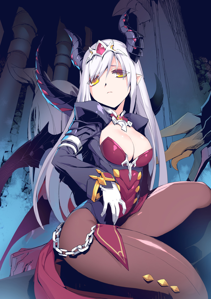 1girl, alternate_costume, alternate_hair_color, ara_haan, ara_han, breasts, chain, cleavage