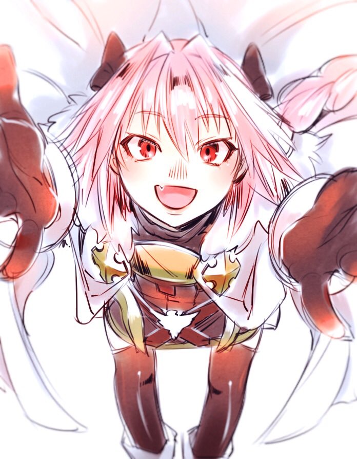 1boy, arms_up, astolfo_(fate), astolfo_(rider)_(fate), black_thighhighs, blush, braid, cape