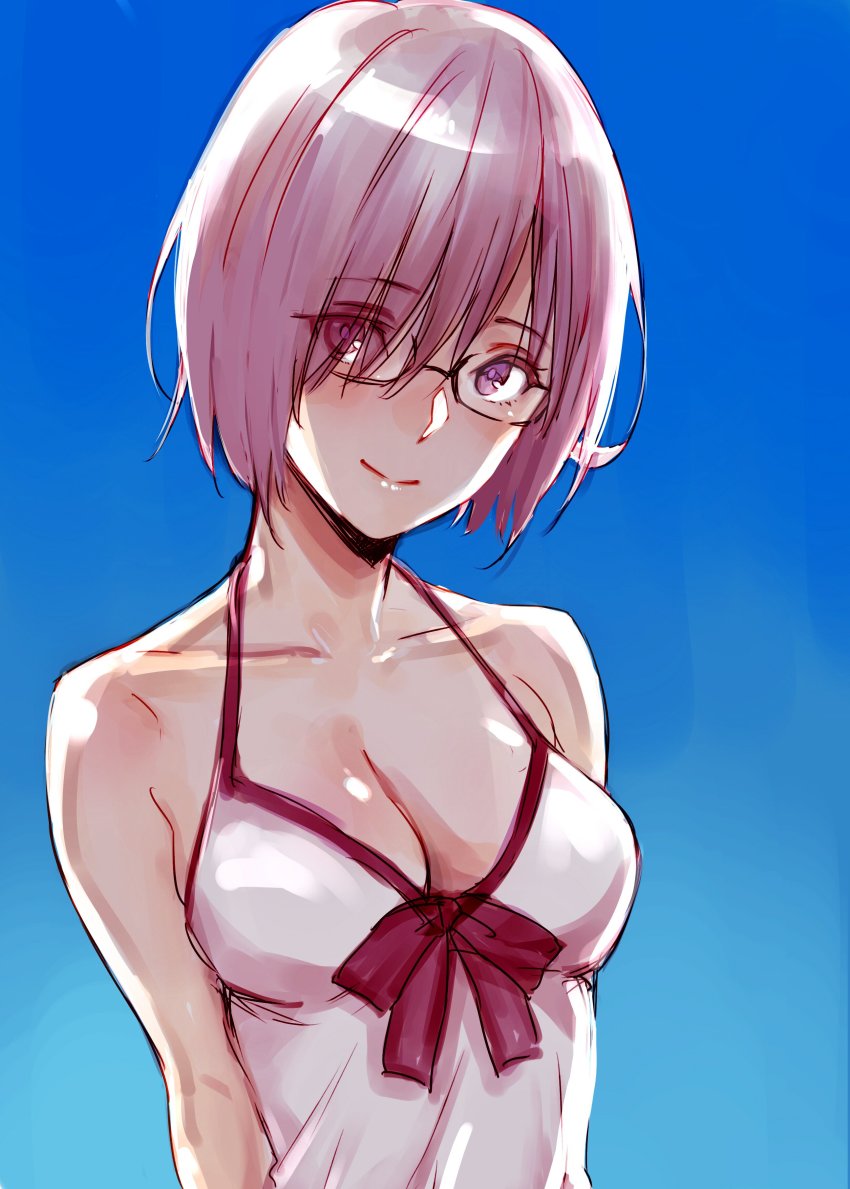 1girl, absurdres, bare_shoulders, blue_background, breasts, cleavage, collarbone, dress