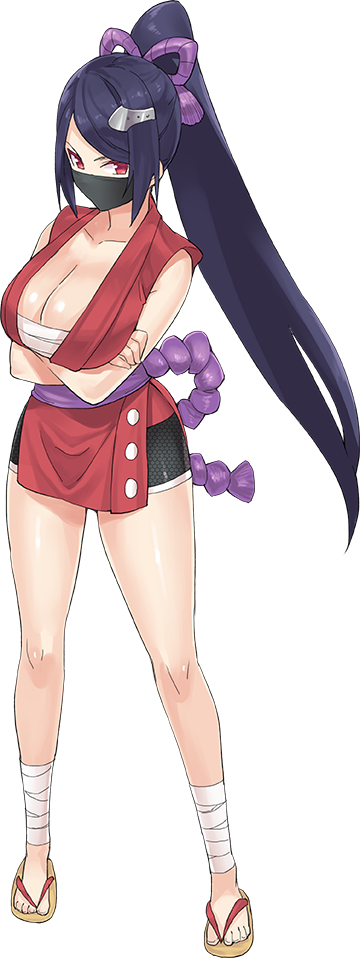 1girl, artist_request, breasts, cleavage, covered_mouth, crossed_arms, female_focus, full_body