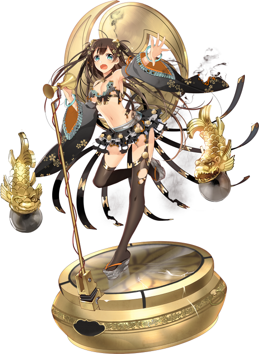 1girl, blue_eyes, breasts, brown_hair, cleavage, detached_sleeves, frilled_skirt, frills