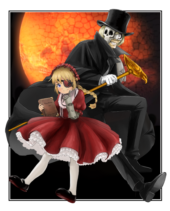 1boy, 1girl, battle_angel_alita, battle_angel_alita:_mars_chronicle, black_cape, blonde_hair, blue_eyes, blush