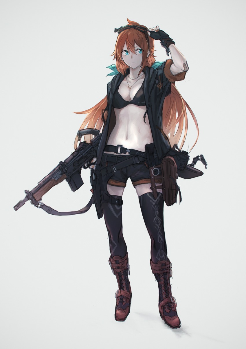 1girl, abs, absurdres, amano_tora, aqua_eyes, bandaid, belt, bikini