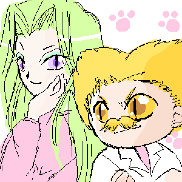 1990s_(style), akazukin_chacha, animal_ears, cat_ears, mikeneko_(pontiki), old, old_man, retro_artstyle