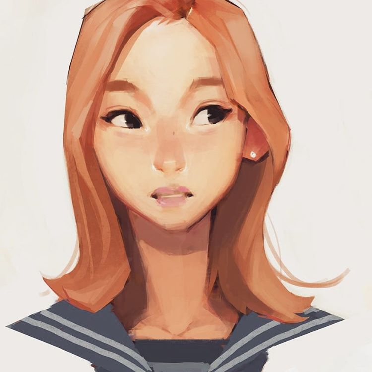 1girl, black_eyes, blonde_hair, female_focus, mina_(twice), samuelyounart, school_uniform, serafuku, solo, twice_(group), upper_body