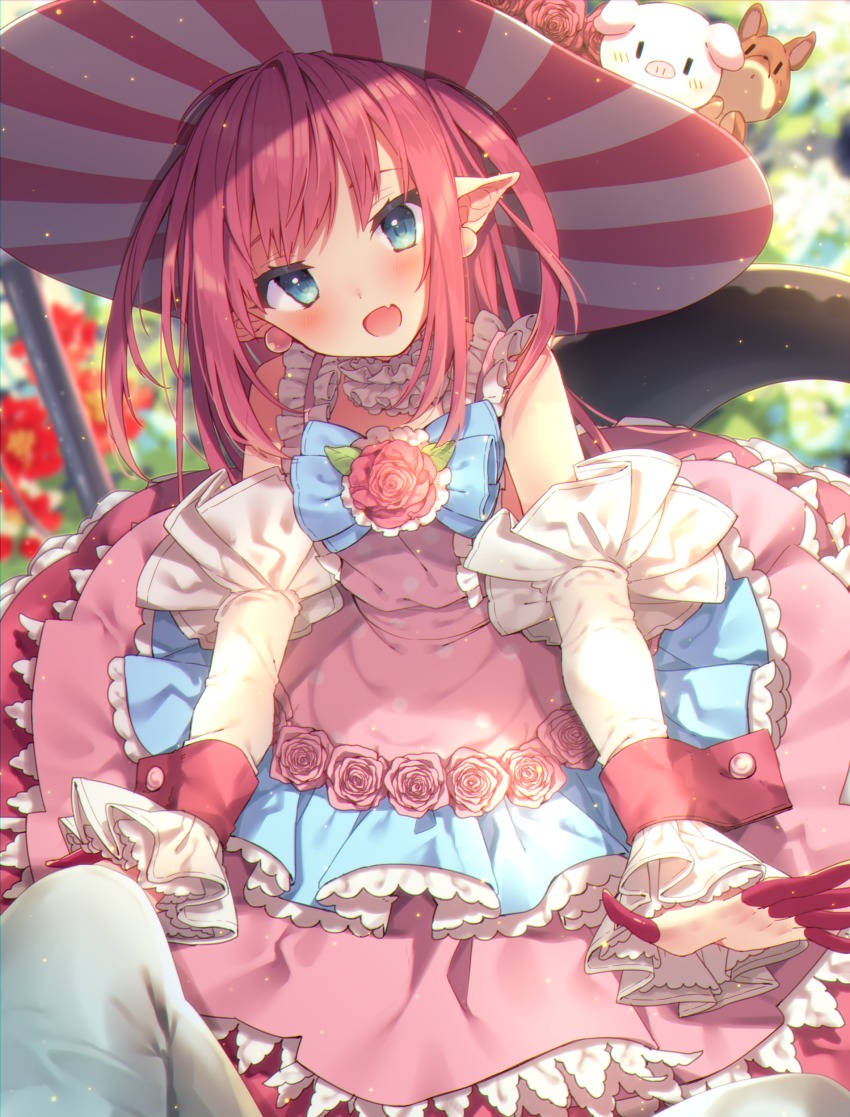 10s, 1girl, absurdres, alternate_costume, day, dress, dress_flower, elizabeth_bathory_(fate)
