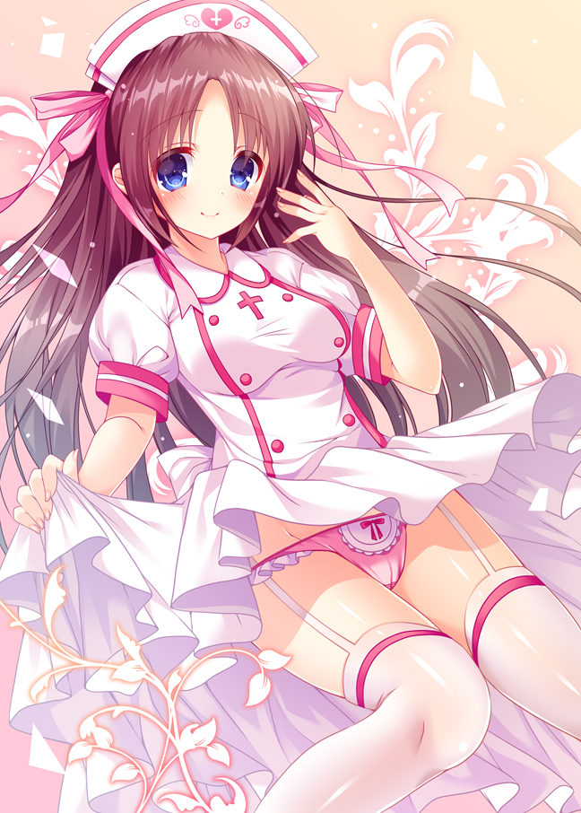1girl, blue_eyes, blush, breasts, brown_hair, cameltoe, closed_mouth, female_focus