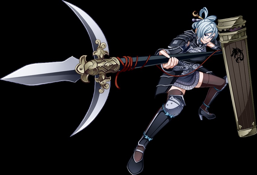 1girl, artist_request, breasts, brown_thighhighs, detached_sleeves, female_focus, full_body, gassantoda_(oshiro_project)