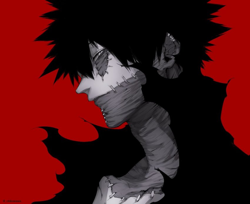 10s, 1boy, anti-eyebrow_piercing, black_hair, boku_no_hero_academia, burn_scar, cheek_piercing, chikuwa_(dr0603)