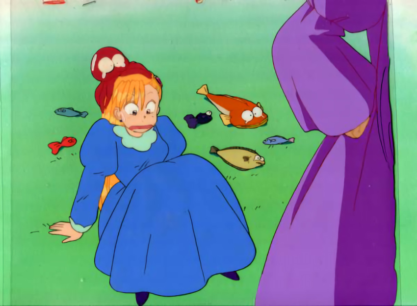 1990s_(style), akazukin_chacha, blonde_hair, doris, dorothy, fish, standing