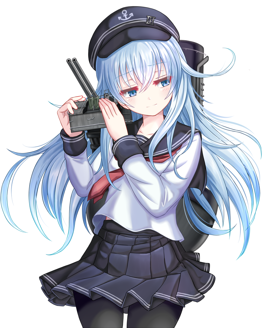 10s, 1girl, anchor_symbol, black_hat, black_pantyhose, black_sailor_collar, black_skirt, blue_eyes