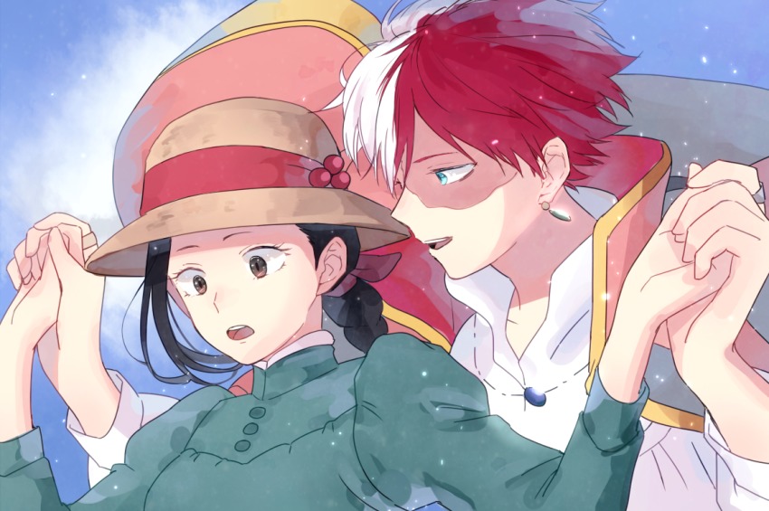 10s, 1boy, 1girl, and_rira, bad_id, bad_pixiv_id, black_hair, boku_no_hero_academia