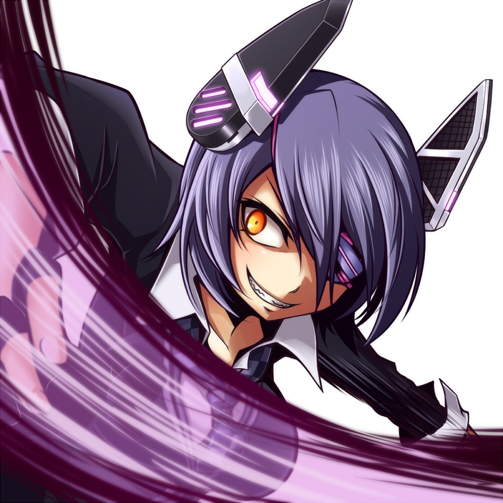 10s, 1girl, blue_hair, breasts, commentary_request, eyepatch, female_focus, fingerless_gloves