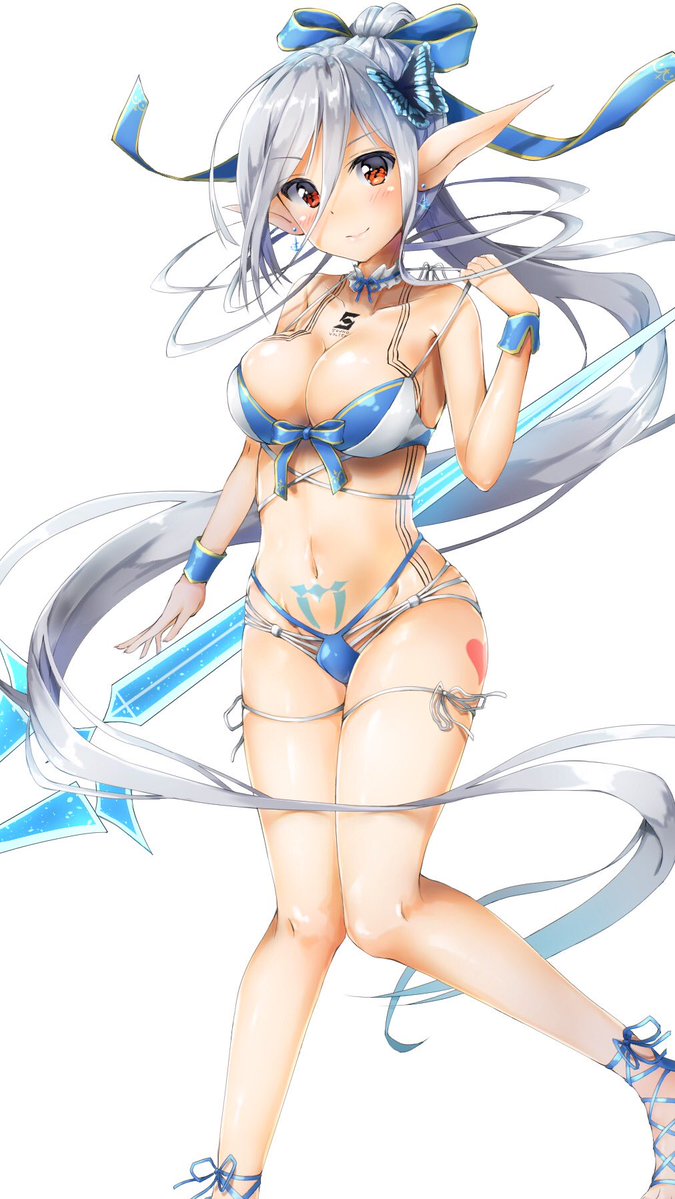 1girl, absurdly_long_hair, ankle_lace-up, arm_at_side, bare_arms, bare_shoulders, bemani, bikini