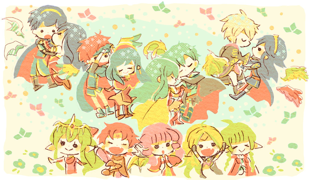 aqua_hair, armor, blue_eyes, blue_hair, blush, boots, brother_and_sister, caeda_(fire_emblem)