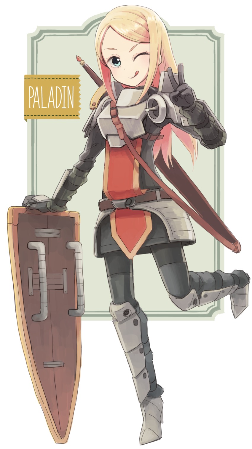 1girl, absurdres, armor, blonde_hair, blush, etrian_odyssey, female_focus, gauntlets