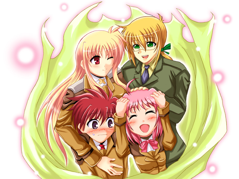 00s, 2boys, 2girls, bad_id, bad_pixiv_id, blush, caro_ru_lushe, erio_mondial