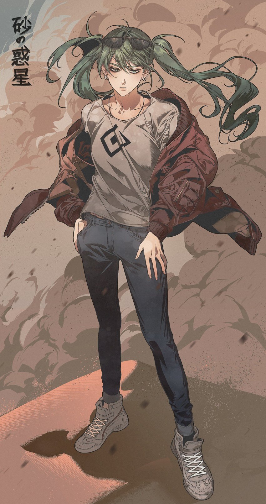 1girl, absurdres, closed_mouth, earrings, ena_(enaa97), expressionless, eyewear_on_head, female_focus