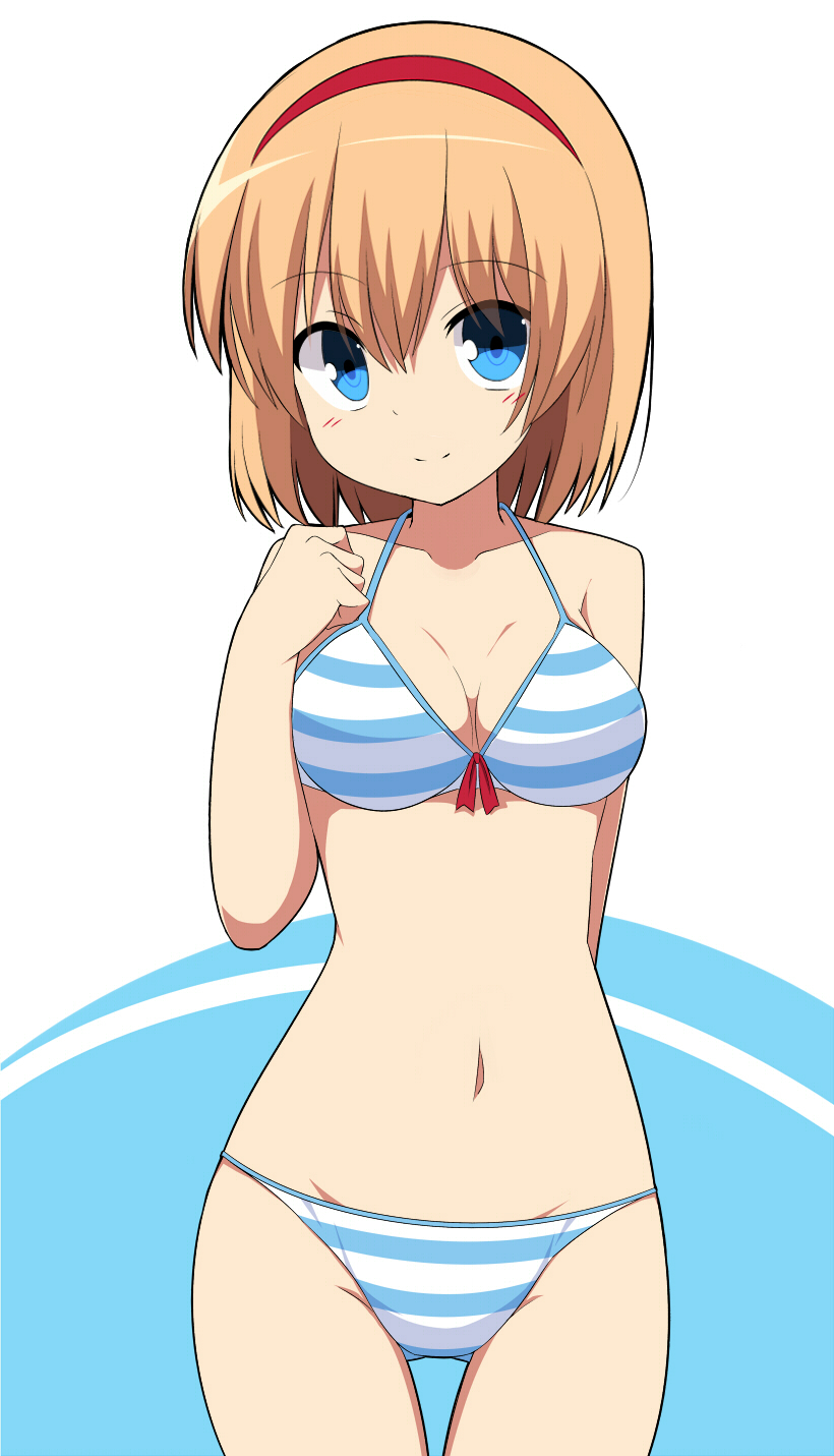 1girl, alice_margatroid, bad_id, bad_pixiv_id, bikini, blonde_hair, blue_eyes, blush