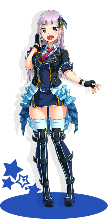 1girl, aozora_under_girls!, dress, female_focus, grey_hair, happy, long_hair, looking_at_viewer