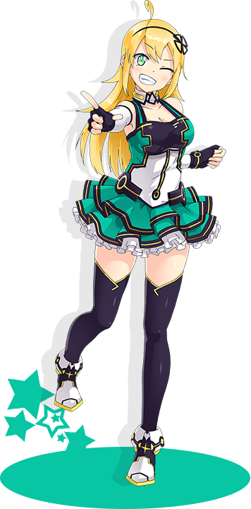 1girl, aozora_under_girls!, blonde_hair, blush, dress, female_focus, green_eyes, long_hair