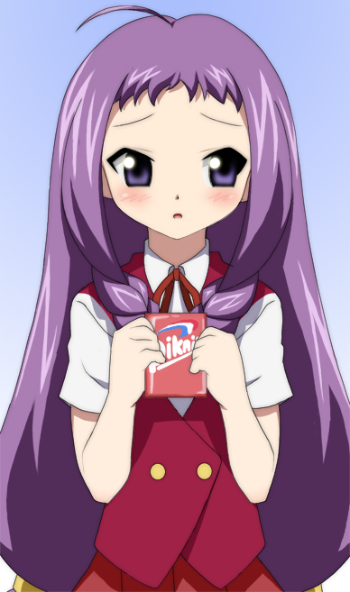 00s, 1girl, ayase_yue, blush, braid, drink, female_focus, long_hair