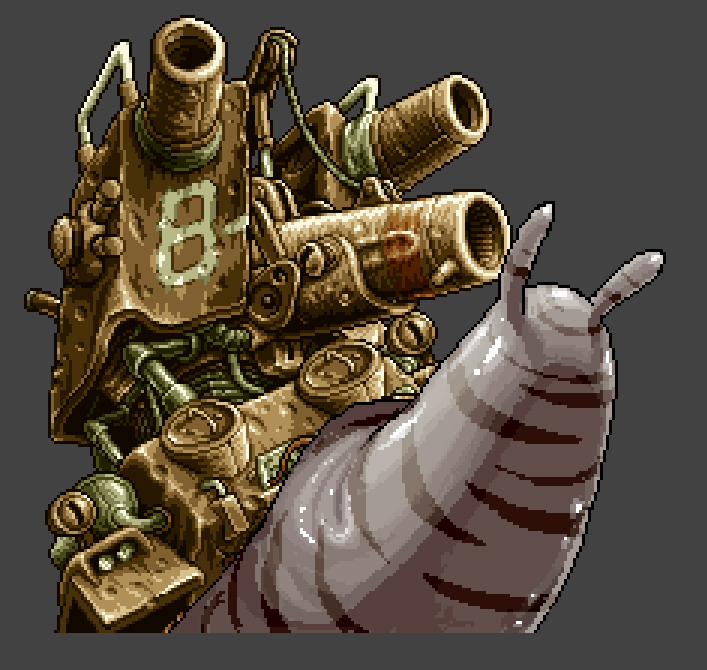 10s, animal_ears, cannon, grey_background, huge_hermit, kemono_friends, metal_slug, no_humans