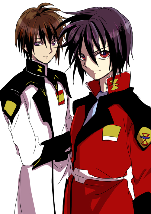 2boys, black_hair, brown_hair, ei_(ckitonex), gundam, gundam_seed, gundam_seed_destiny, kira_yamato