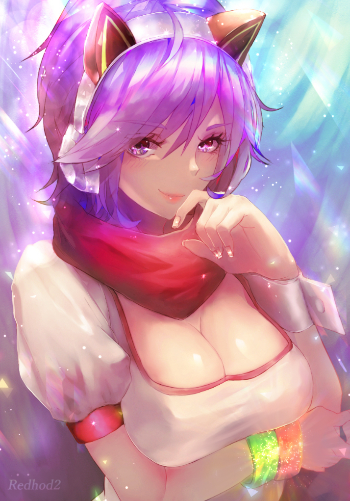 1girl, ahri_(league_of_legends), animal_ears, arcade_ahri, artist_name, bad_id, bad_pixiv_id, blush