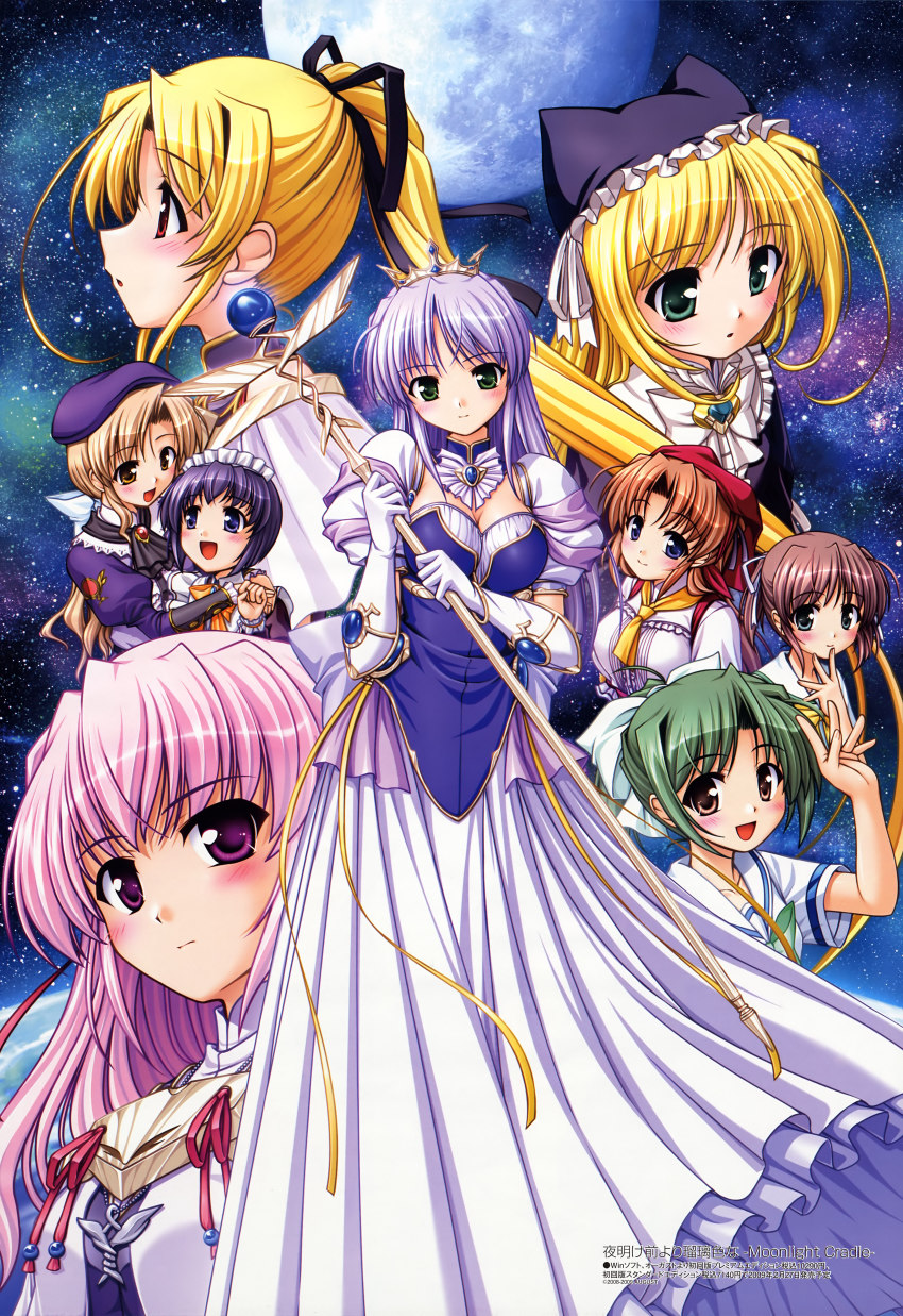 6+girls, absurdres, asagiri_mai, bekkankou, blonde_hair, blue_eyes, blush, bow